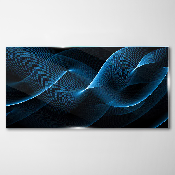 Blue Energy Waves Wall art on glass