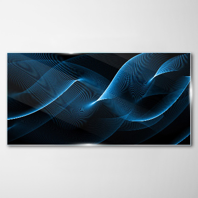 Blue Energy Waves Wall art on glass