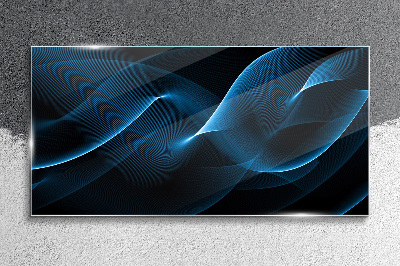 Blue Energy Waves Wall art on glass