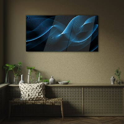 Blue Energy Waves Wall art on glass