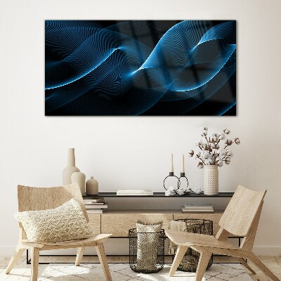 Blue Energy Waves Wall art on glass