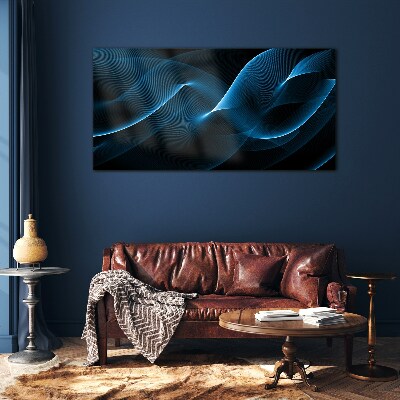 Blue Energy Waves Wall art on glass
