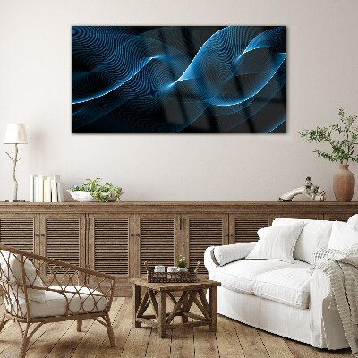 Blue Energy Waves Wall art on glass