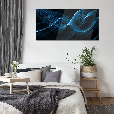 Blue Energy Waves Wall art on glass