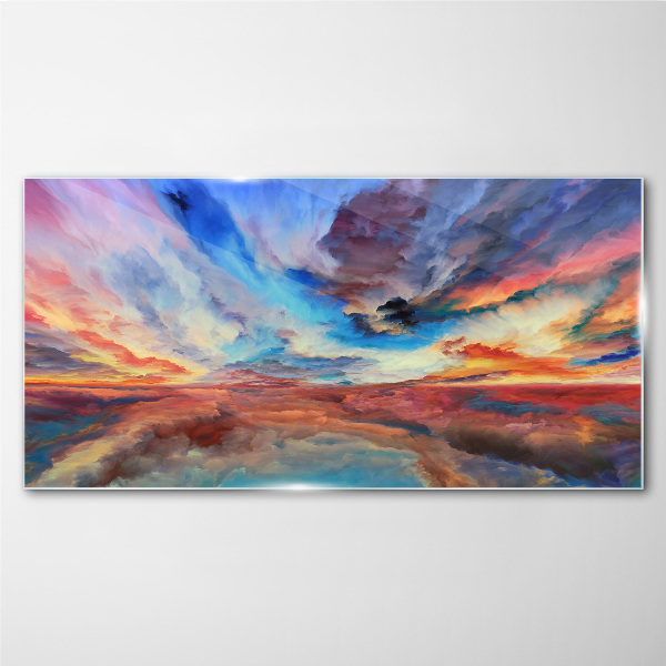 Sunset in the colors of the sky Glass art print