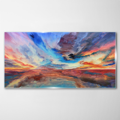 Sunset in the colors of the sky Glass art print