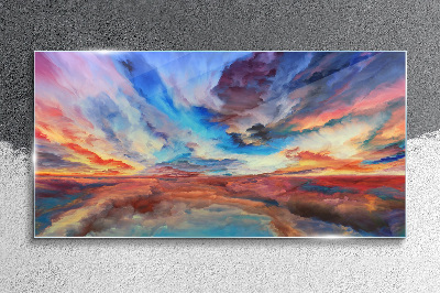 Sunset in the colors of the sky Glass art print
