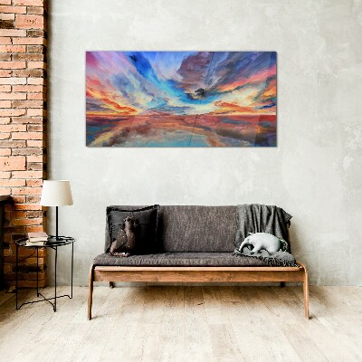 Sunset in the colors of the sky Glass art print