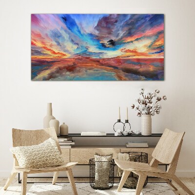 Sunset in the colors of the sky Glass art print