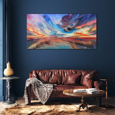 Sunset in the colors of the sky Glass art print