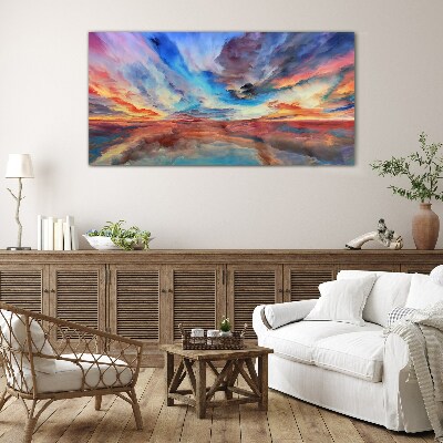 Sunset in the colors of the sky Glass art print
