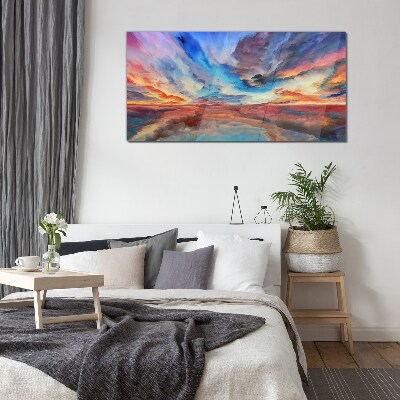Sunset in the colors of the sky Glass art print