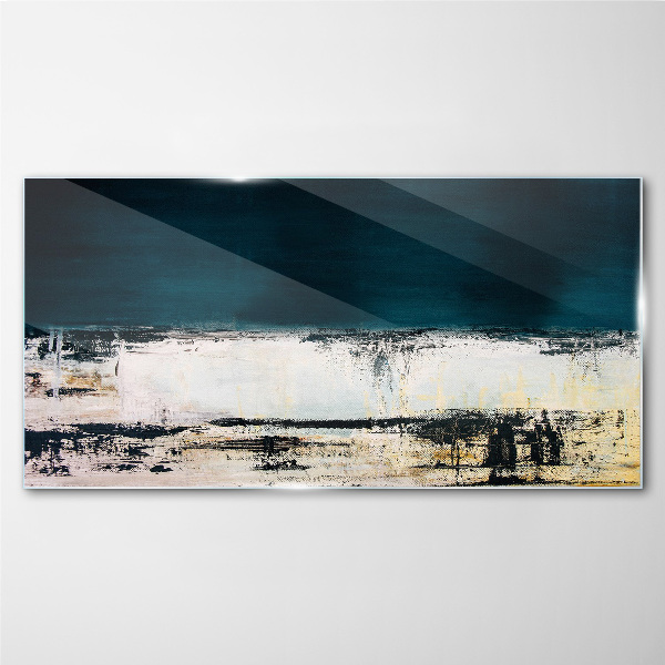 A calm horizon in shades of blue Glass art print