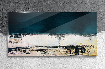 A calm horizon in shades of blue Glass art print