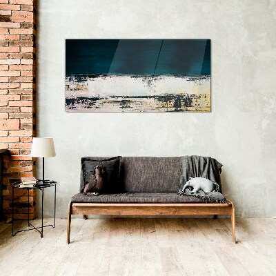 A calm horizon in shades of blue Glass art print