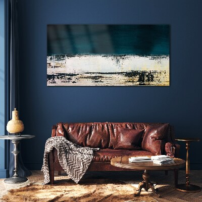 A calm horizon in shades of blue Glass art print