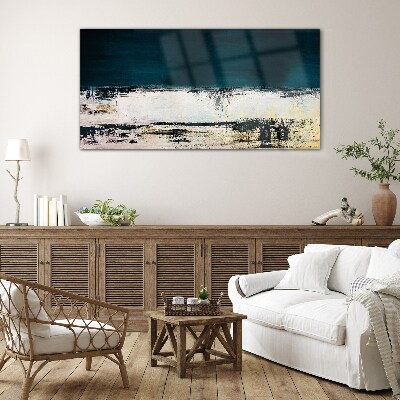 A calm horizon in shades of blue Glass art print