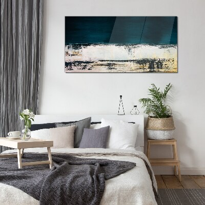 A calm horizon in shades of blue Glass art print