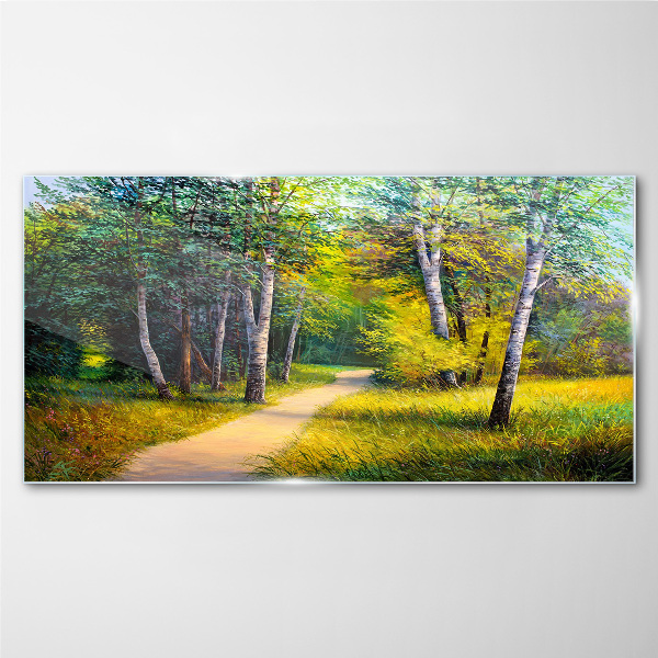 A quiet path in the forest Glass art print