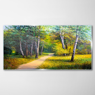 A quiet path in the forest Glass art print