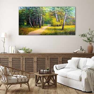 A quiet path in the forest Glass art print