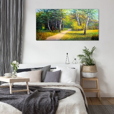 A quiet path in the forest Glass art print
