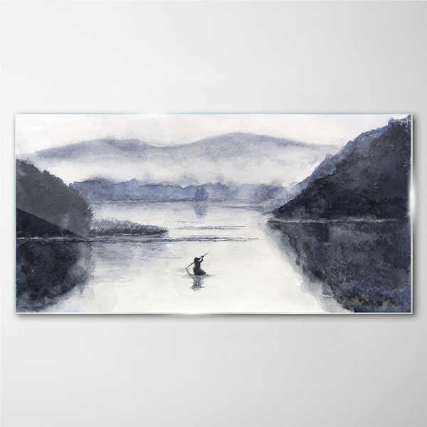 A quiet morning by the lake Wall art on glass