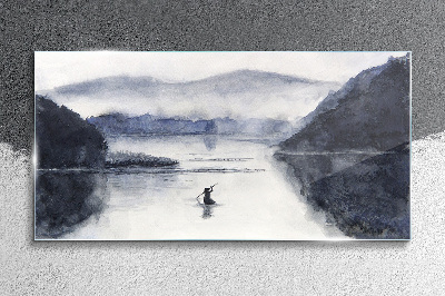 A quiet morning by the lake Wall art on glass