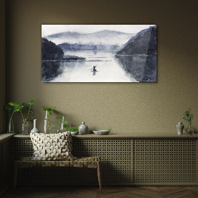 A quiet morning by the lake Wall art on glass