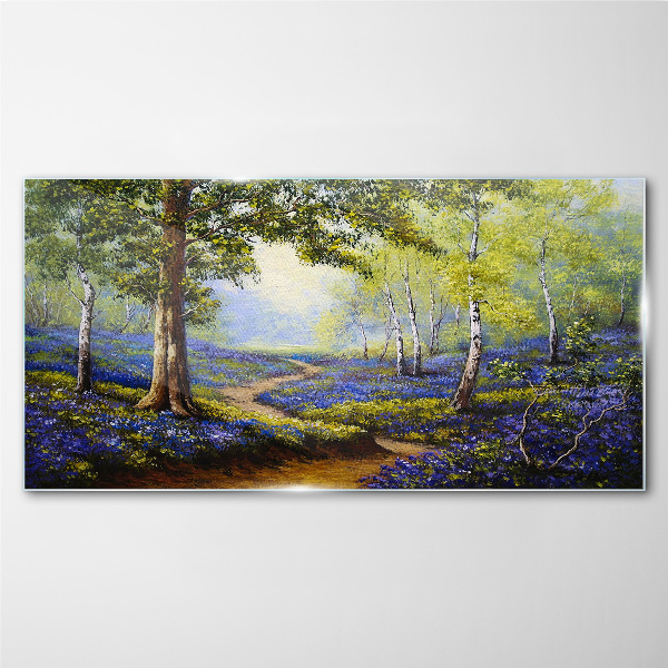 A flower alley in a forest landscape Wall art on glass