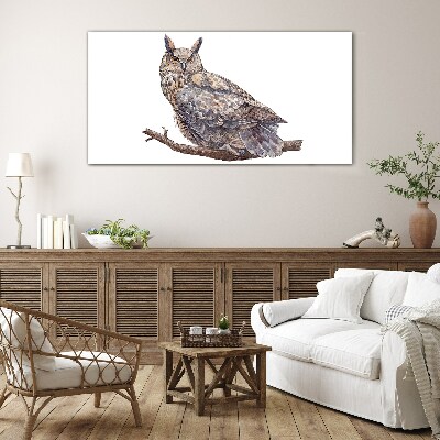 Owl on a branch Glass art print