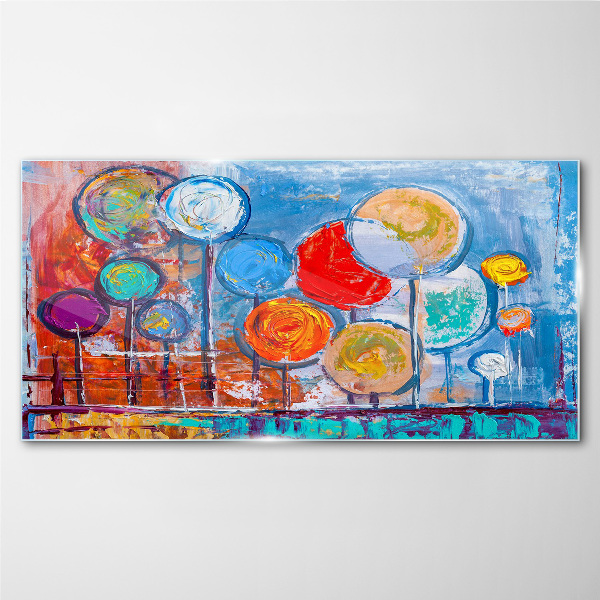 Colorful trees in the wind Glass art print