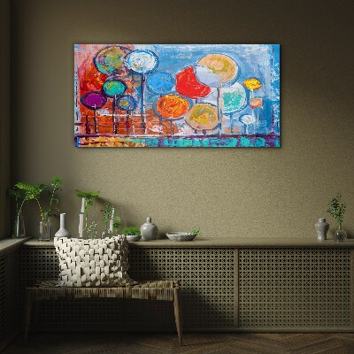 Colorful trees in the wind Glass art print