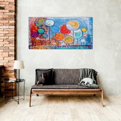 Colorful trees in the wind Glass art print