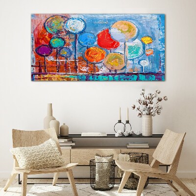 Colorful trees in the wind Glass art print
