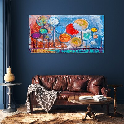 Colorful trees in the wind Glass art print