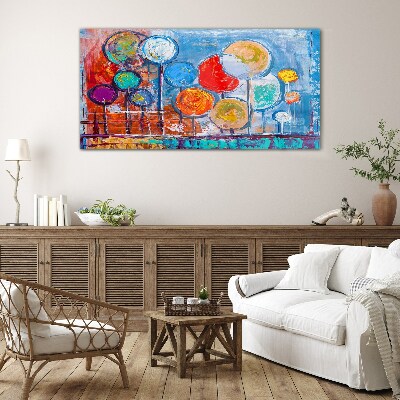 Colorful trees in the wind Glass art print