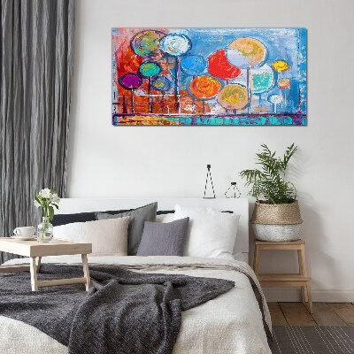 Colorful trees in the wind Glass art print