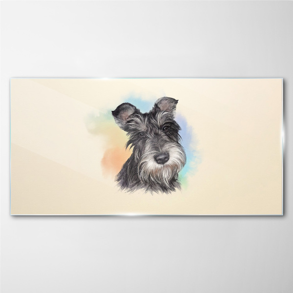 Portrait of a dog in pastel colors Wall art on glass
