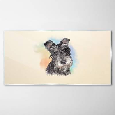 Portrait of a dog in pastel colors Wall art on glass