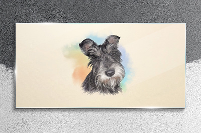 Portrait of a dog in pastel colors Wall art on glass