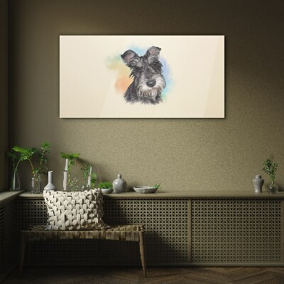 Portrait of a dog in pastel colors Wall art on glass