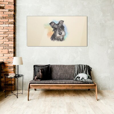 Portrait of a dog in pastel colors Wall art on glass