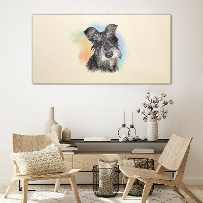 Portrait of a dog in pastel colors Wall art on glass
