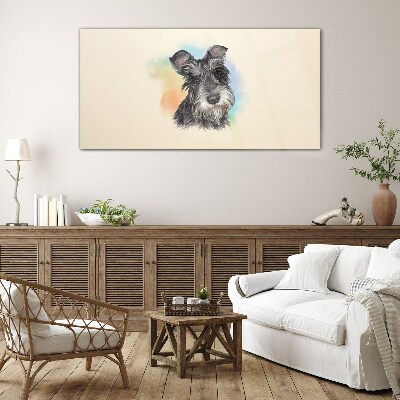 Portrait of a dog in pastel colors Wall art on glass