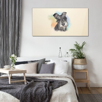 Portrait of a dog in pastel colors Wall art on glass