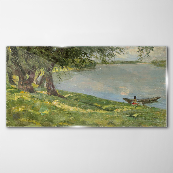 A peaceful landscape by the river Wall art on glass
