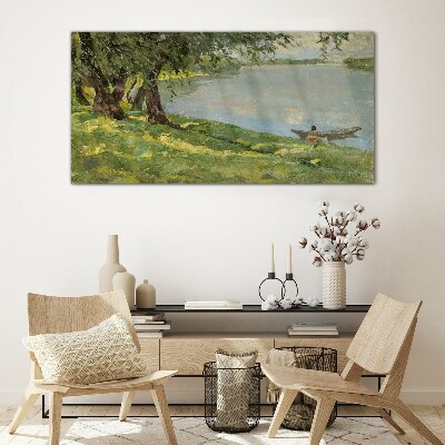 A peaceful landscape by the river Wall art on glass