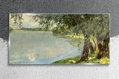 Peace by the river Glass art print