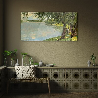 Peace by the river Glass art print